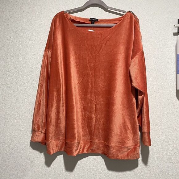Lane Bryant sweater ribbed knit metallic sheen orange soft should zip Size 18/20 - Picture 9 of 9